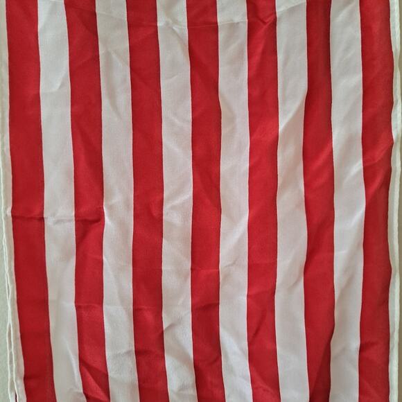 Land's End Nautical Red Stripe Rope & Anchor Rectangular Silk Scarf 10" X 52" - Picture 6 of 7